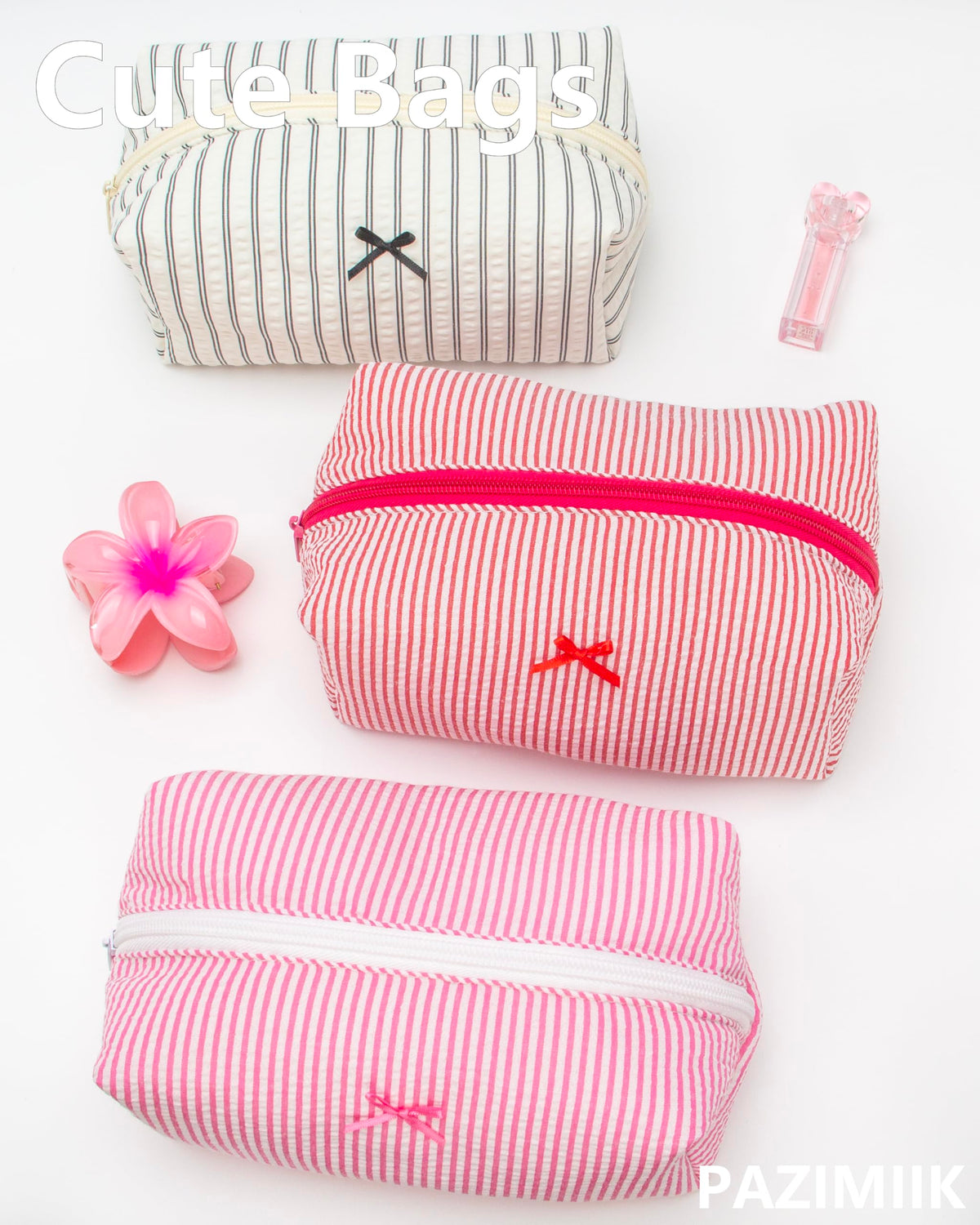 PAZIMIIK Cozy Makeup Bag red stripe packaging