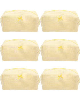 PAZIMIIK Cozy Makeup Bag Set in waffle yellow front view