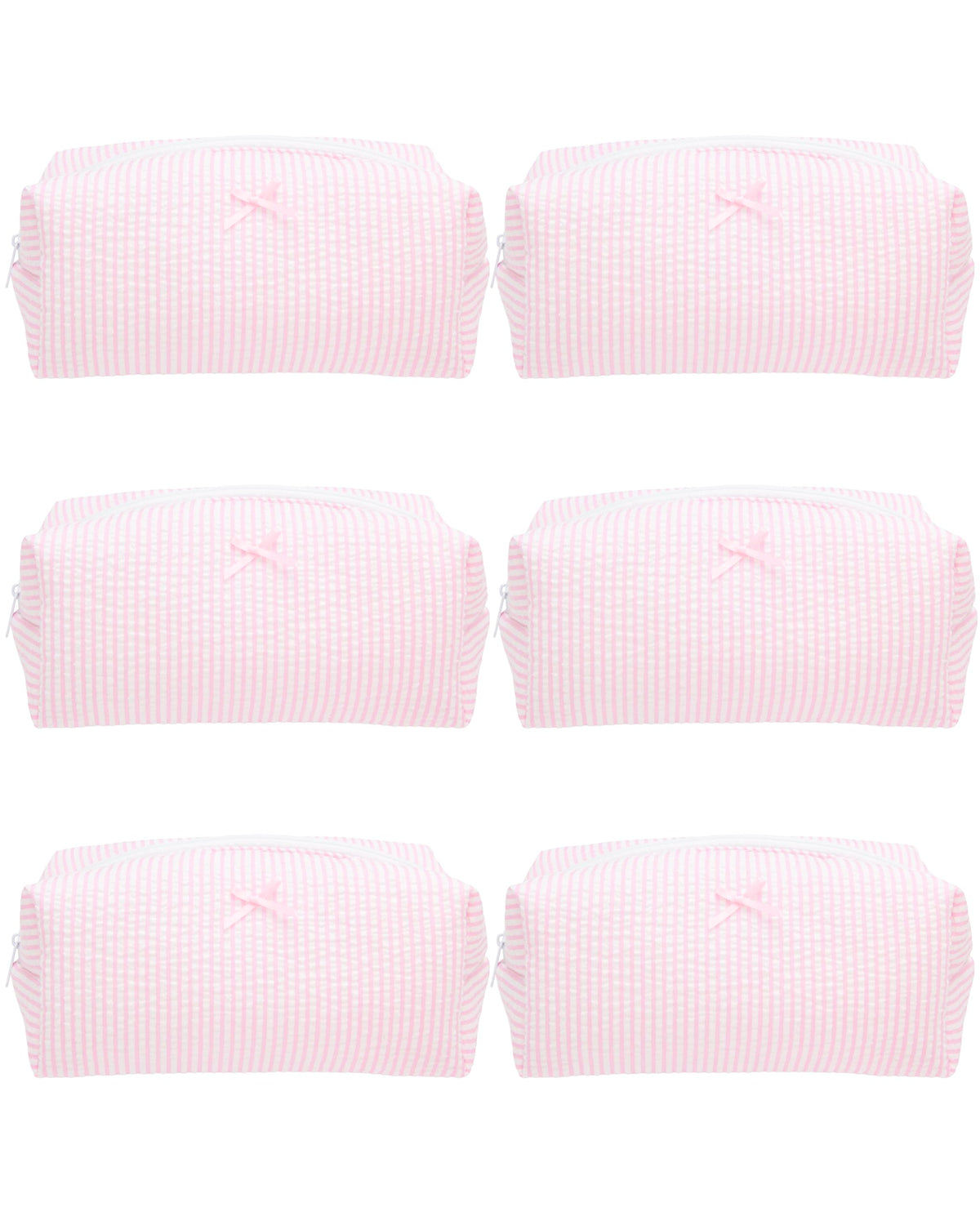 PAZIMIIK Cozy Makeup Bag Stripe Ballet Pink front view