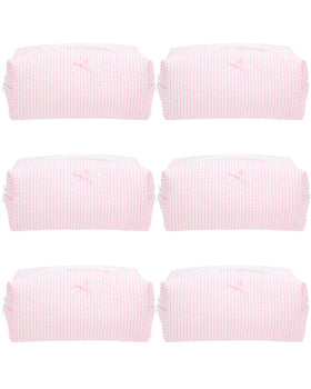 PAZIMIIK Cozy Makeup Bag Stripe Ballet Pink front view
