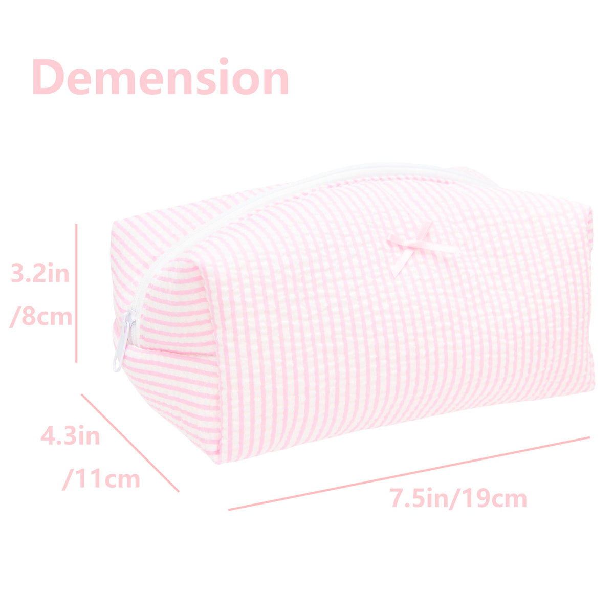 PAZIMIIK Cozy Makeup Bag Stripe Ballet Pink side view