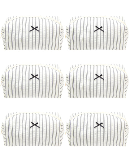 PAZIMIIK Cozy Makeup Bag Stripe Black front view