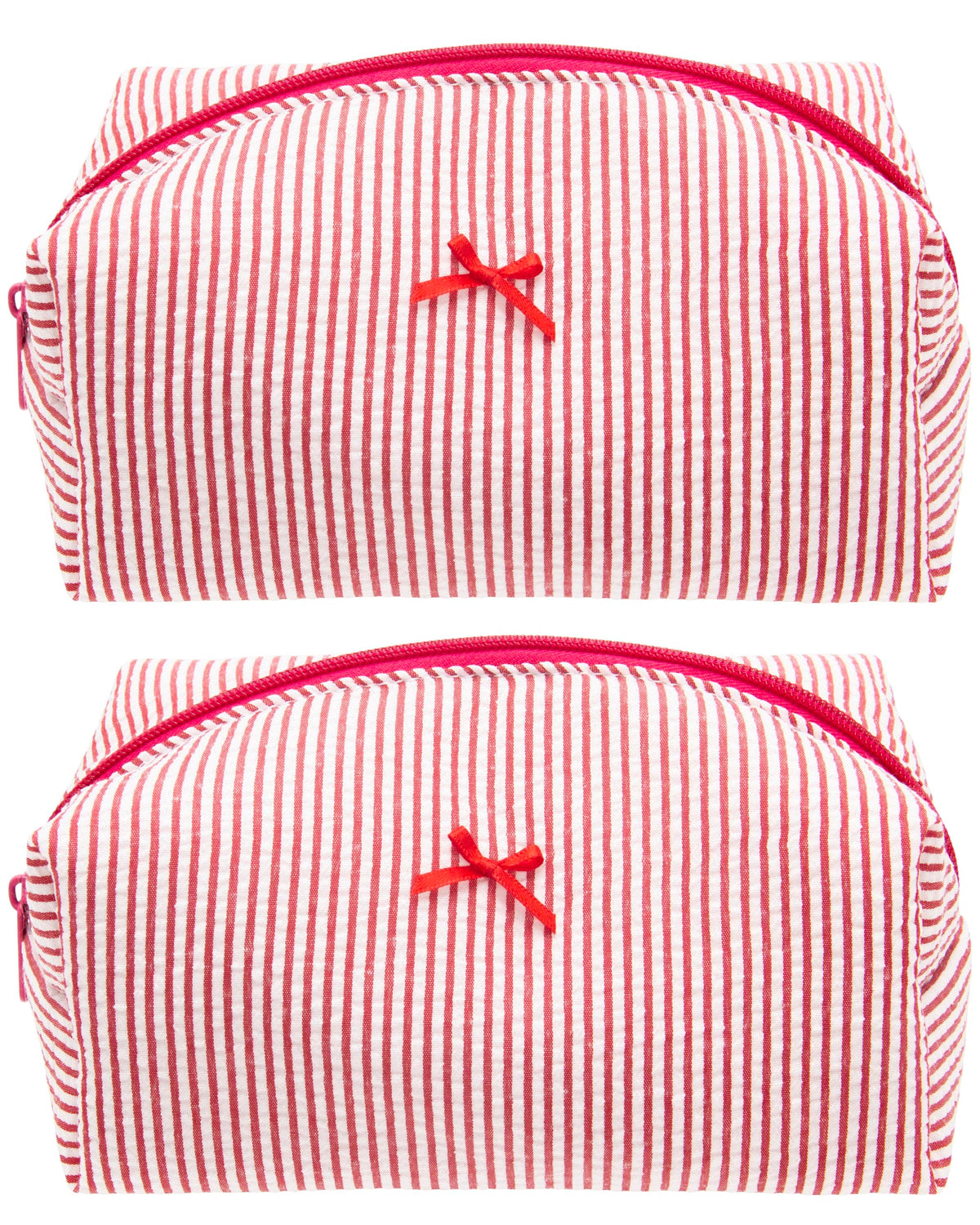 PAZIMIIK Cozy Makeup Bag Stripe Red front view