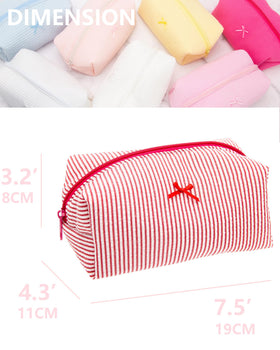 PAZIMIIK Cozy Makeup Bag Stripe Red with floral pattern