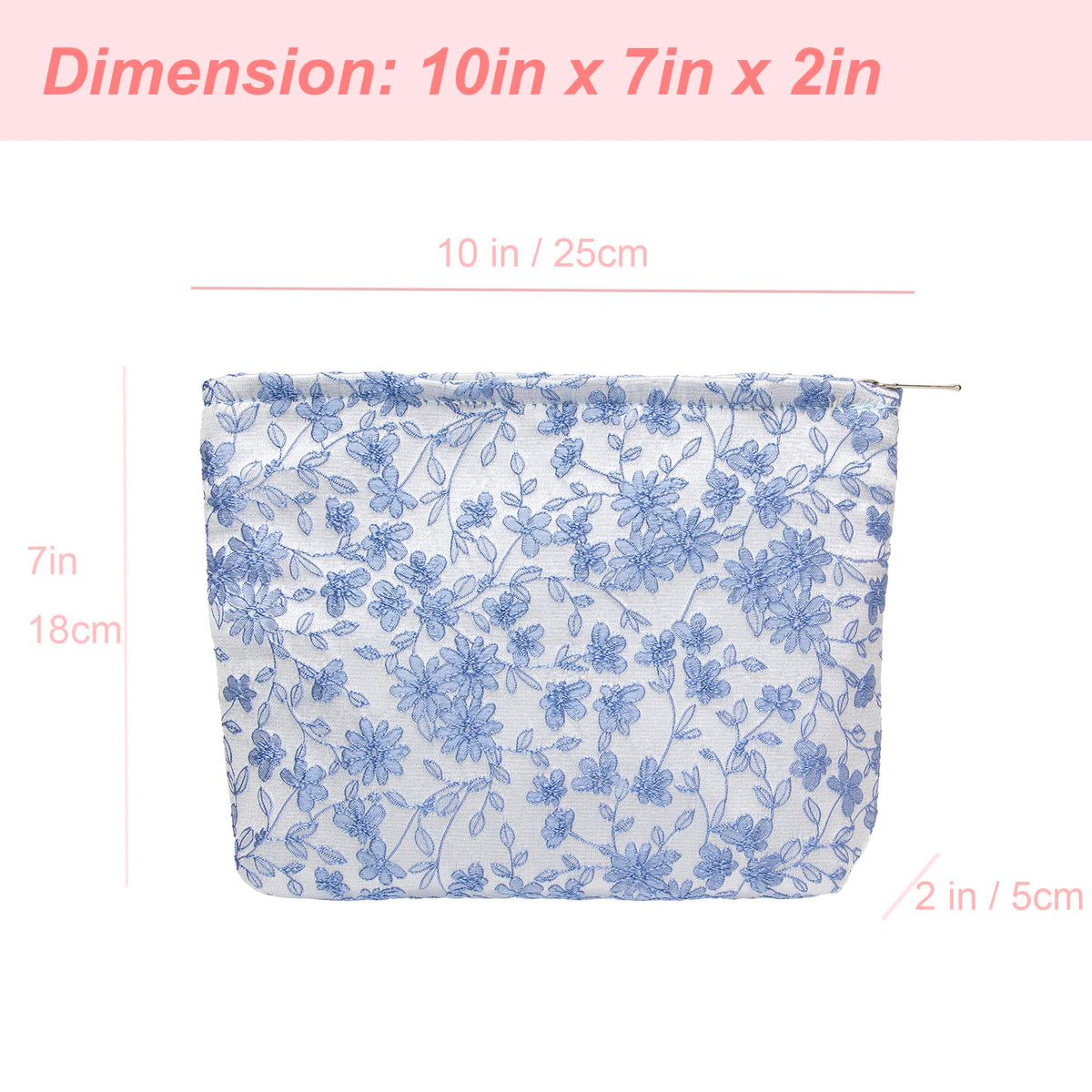 PAZIMIIK Flat Makeup Bag Brocade Silver in a handbag