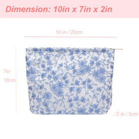 PAZIMIIK Flat Makeup Bag Brocade Silver in a handbag
