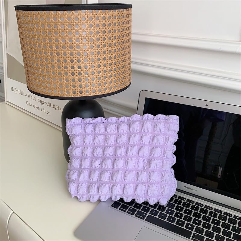 PAZIMIIK Flat Makeup Bag Bubble Purple with cosmetics inside