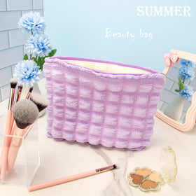 PAZIMIIK Flat Makeup Bag Bubble Purple with open zipper