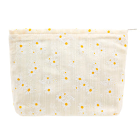 PAZIMIIK Flat Makeup Bag Daisy Beige front view