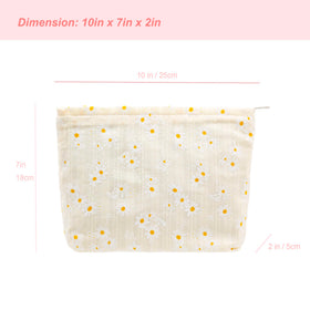 PAZIMIIK Flat Makeup Bag Daisy Beige interior with cosmetics