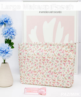 PAZIMIIK Flat Makeup Bag displayed with cosmetics