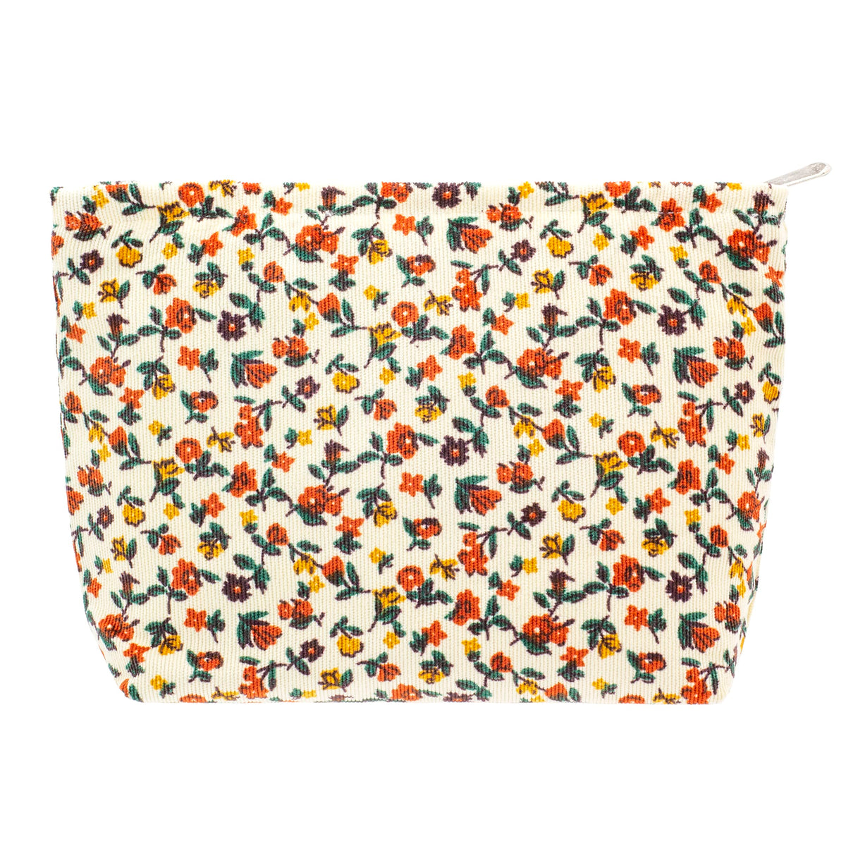 PAZIMIIK Flat Makeup Bag Floral White front view