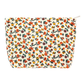 PAZIMIIK Flat Makeup Bag Floral White front view