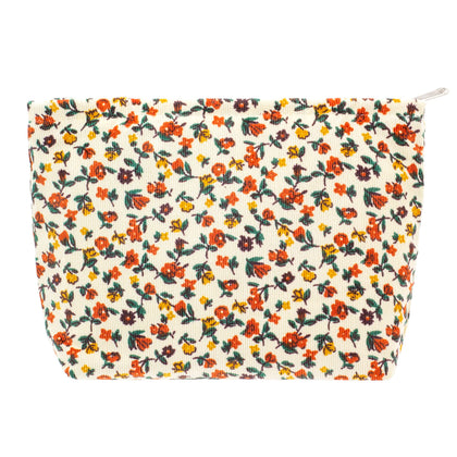 PAZIMIIK Flat Makeup Bag Floral White front view