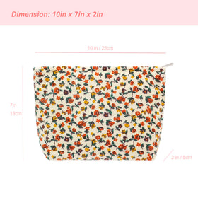 PAZIMIIK Flat Makeup Bag Floral White in a handbag