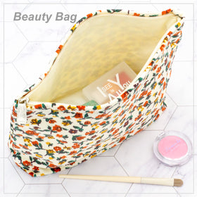 PAZIMIIK Flat Makeup Bag Floral White open interior