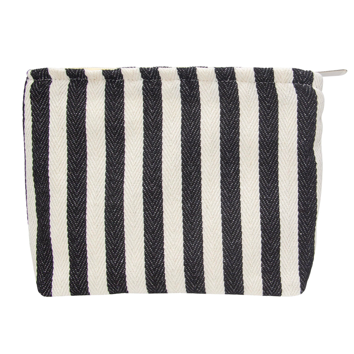 PAZIMIIK Flat Makeup Bag front view in black and white stripe
