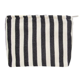 PAZIMIIK Flat Makeup Bag front view in black and white stripe