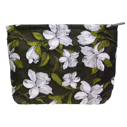PAZIMIIK Flat Makeup Bag front view in black floral design