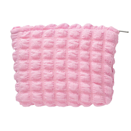 PAZIMIIK Flat Makeup Bag front view in Bubble Candy Pink