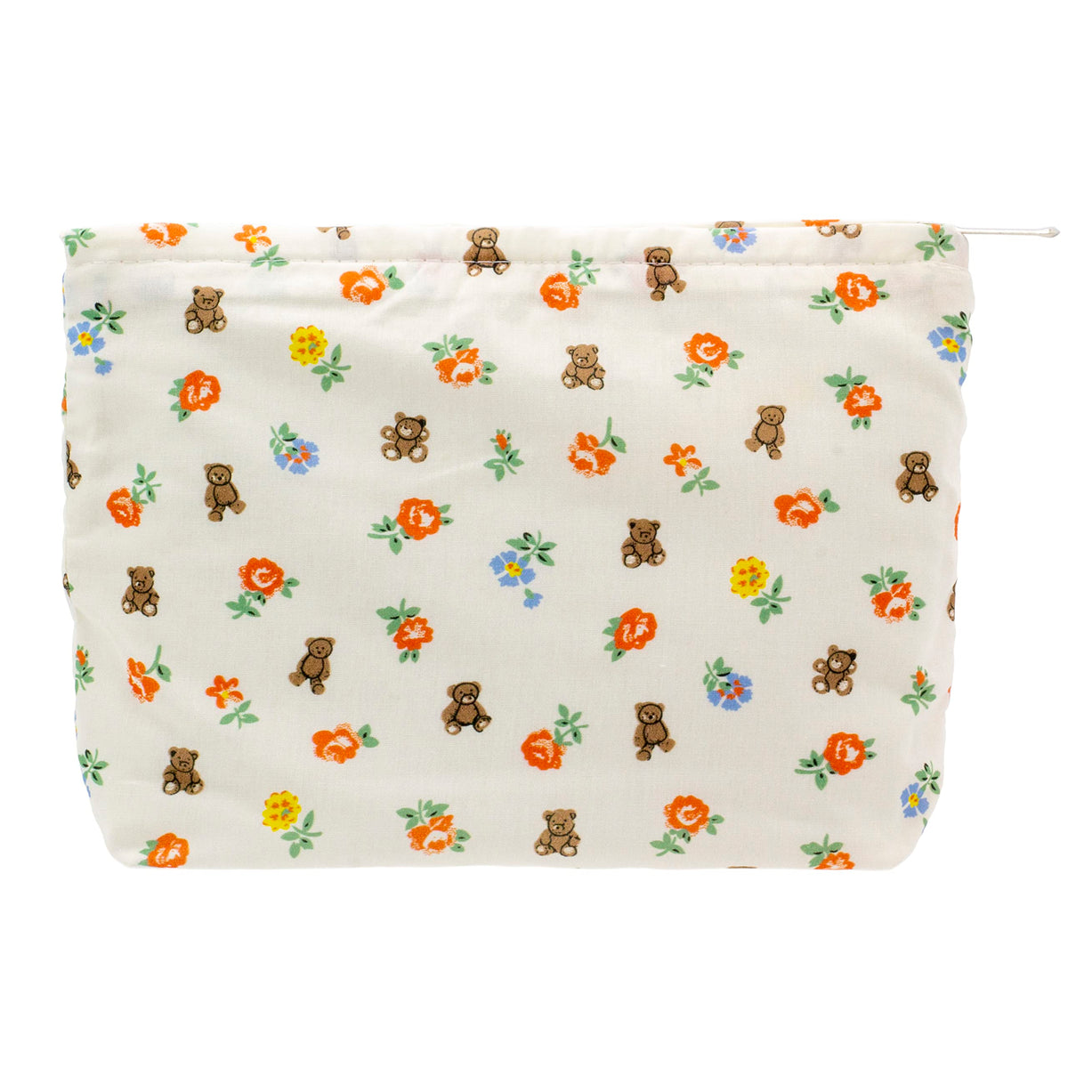 PAZIMIIK Flat Makeup Bag front view in flower bear white