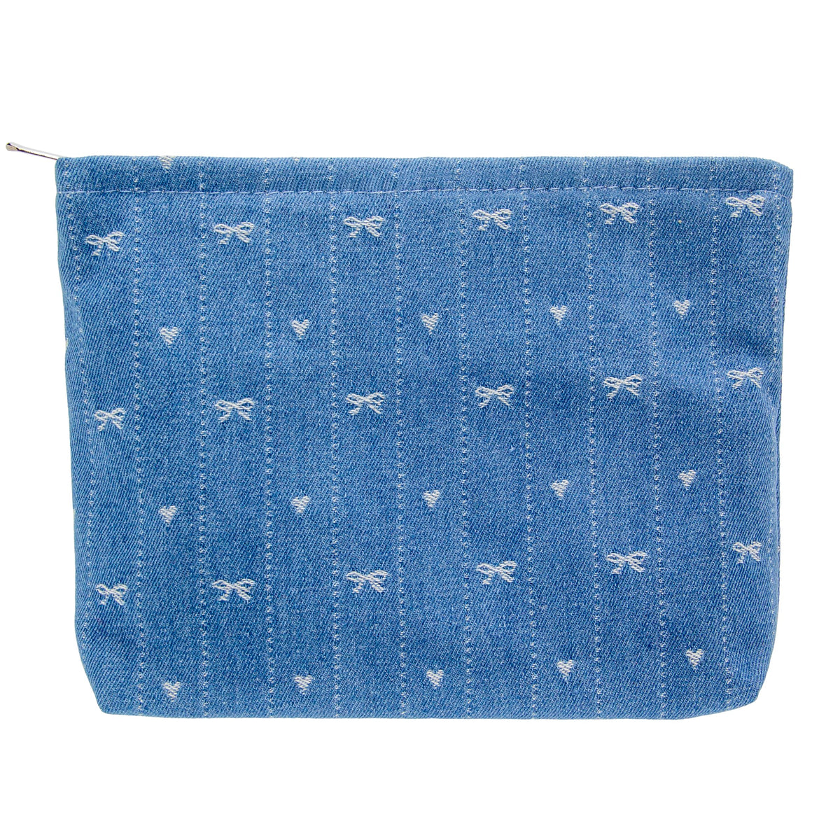PAZIMIIK Flat Makeup Bag front view in Jean Blue