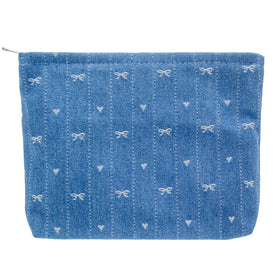 PAZIMIIK Flat Makeup Bag front view in Jean Blue