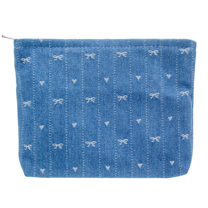 PAZIMIIK Flat Makeup Bag front view in Jean Blue