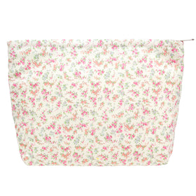 PAZIMIIK Flat Makeup Bag front view, white flower design