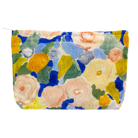PAZIMIIK Flat Makeup Bag Garden Blue front view