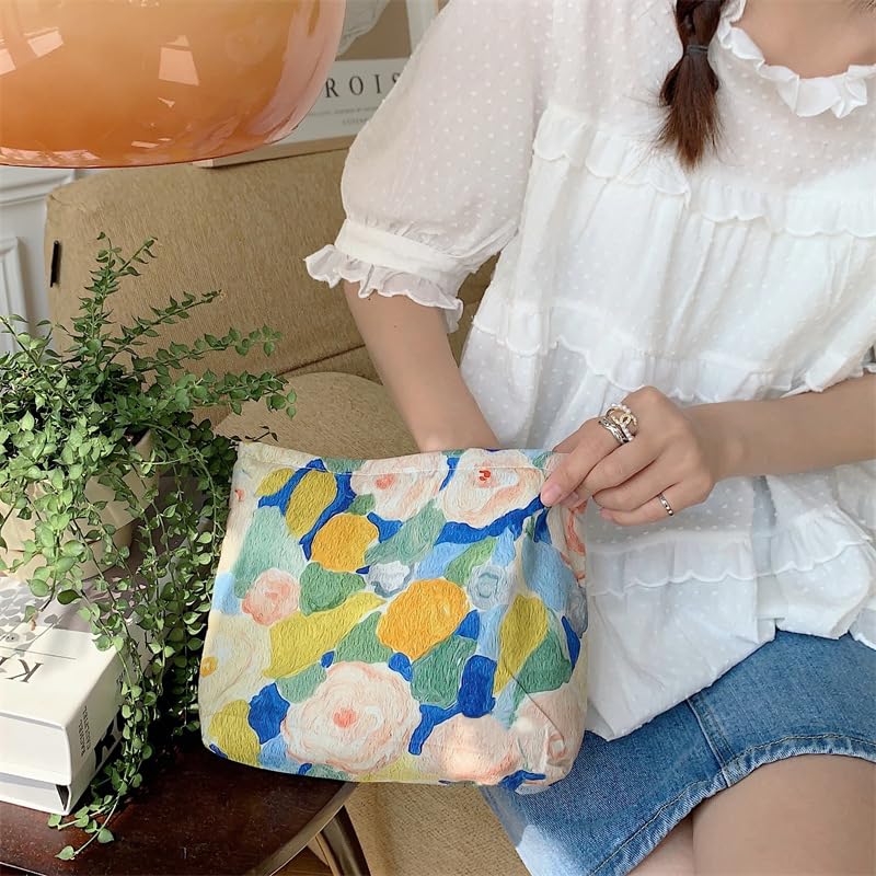 PAZIMIIK Flat Makeup Bag Garden Blue lifestyle scene