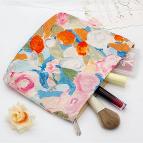 PAZIMIIK Flat Makeup Bag Garden Orange interior view