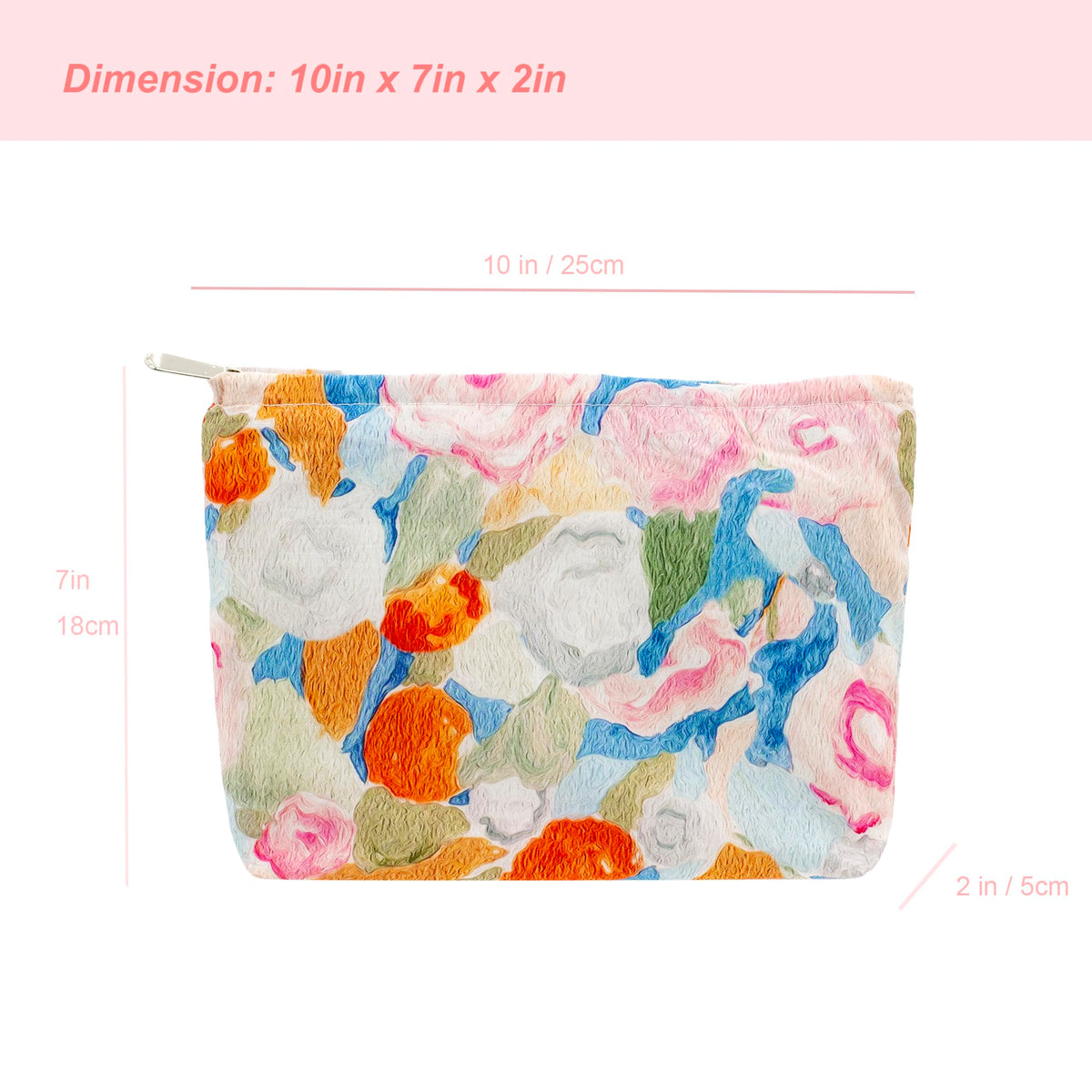 PAZIMIIK Flat Makeup Bag Garden Orange with cosmetics