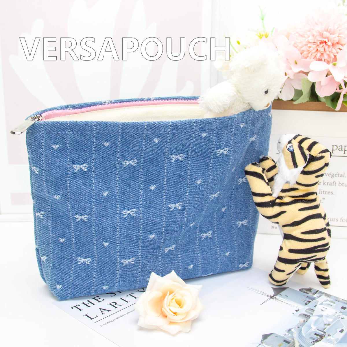 PAZIMIIK Flat Makeup Bag in a lifestyle setting