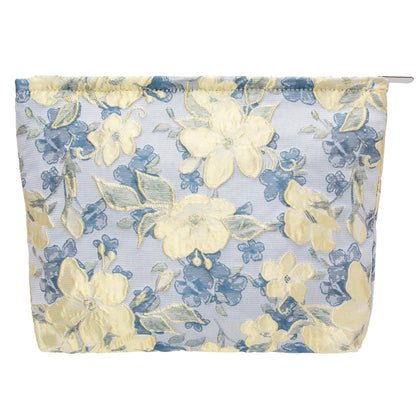 PAZIMIIK Flat Makeup Bag in Brocade Blue front view