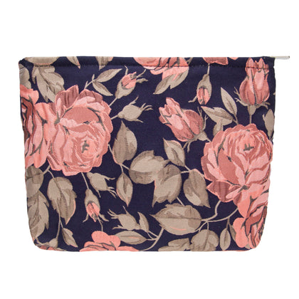 PAZIMIIK Flat Makeup Bag in Rose Black Blue front view