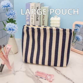 PAZIMIIK Flat Makeup Bag Navy Blue with accessories