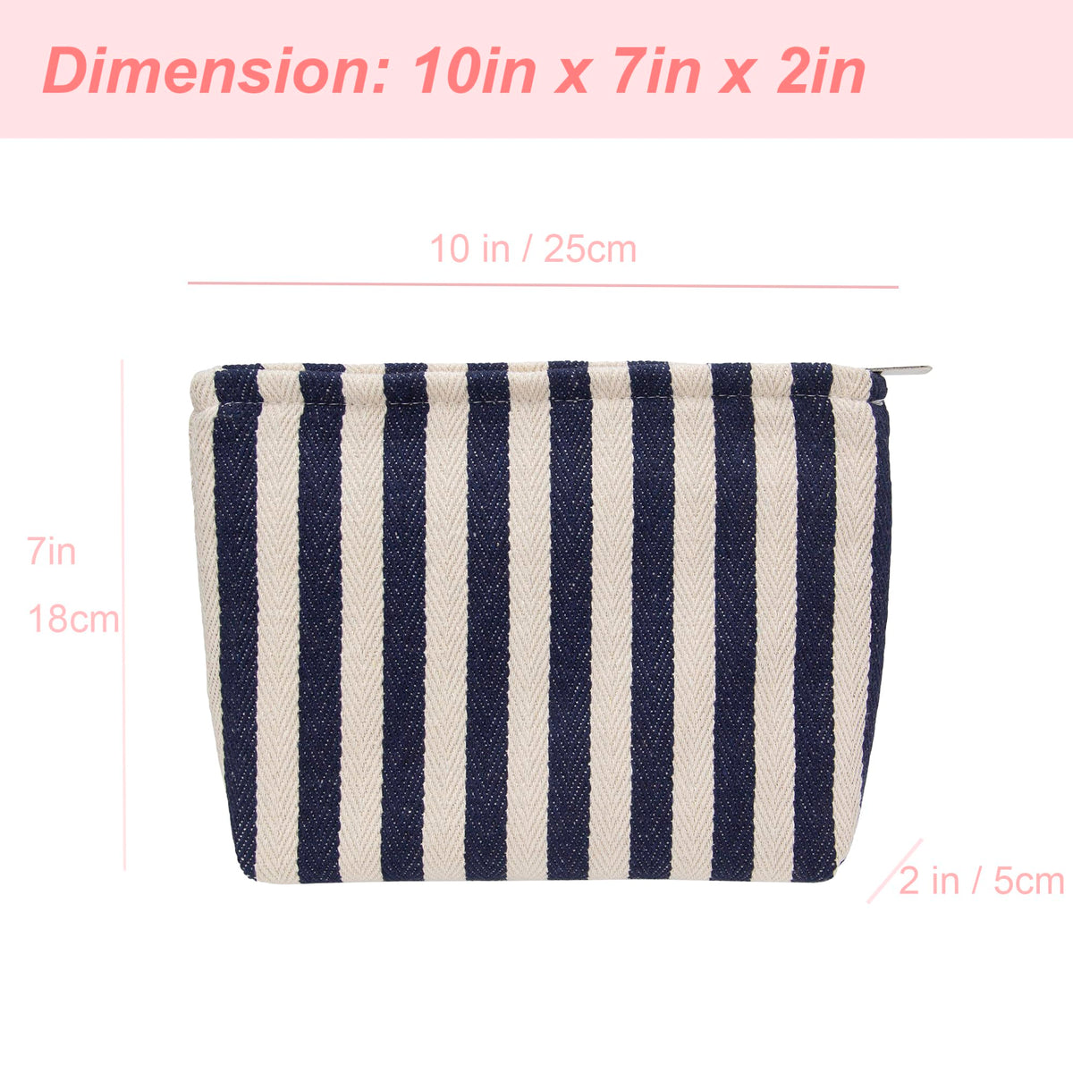 PAZIMIIK Flat Makeup Bag Navy Blue with toiletries