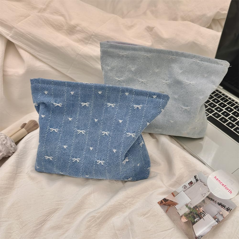 PAZIMIIK Flat Makeup Bag on a table with accessories