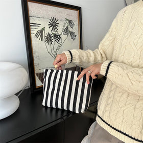 PAZIMIIK Flat Makeup Bag open showing canvas-lined interior