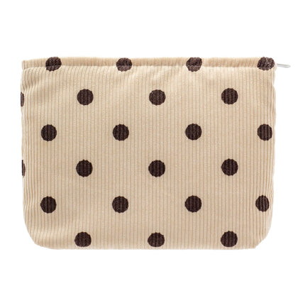 PAZIMIIK Flat Makeup Bag Polka Dot Beige front view