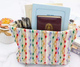 PAZIMIIK Flat Makeup Bag Rainbow Dot side view