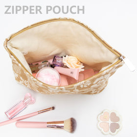 PAZIMIIK Flat Makeup Bag showing canvas-lined interior
