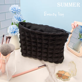 PAZIMIIK Flat Makeup Bag side view showing slim profile