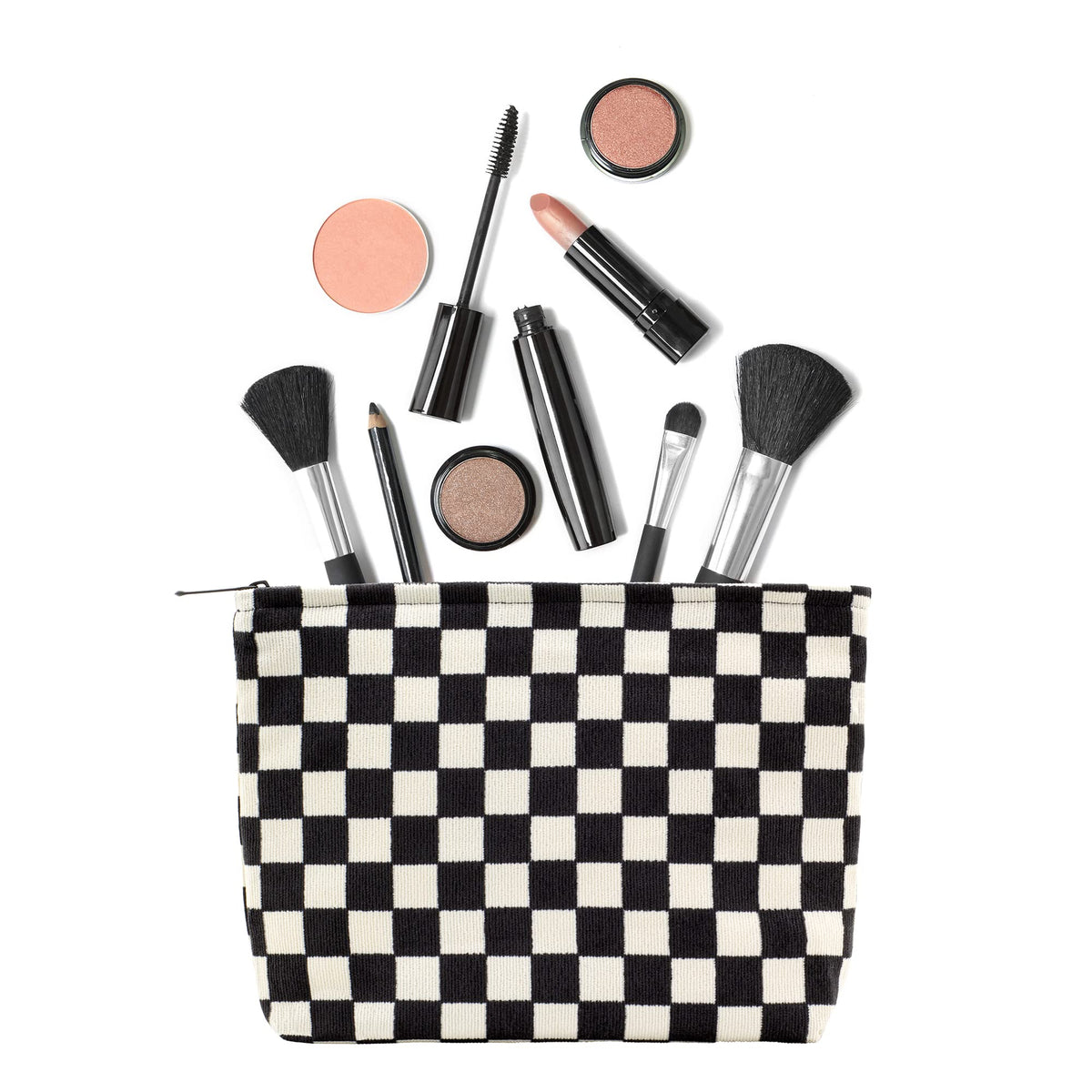 PAZIMIIK Flat Makeup Bag, side view showing slim profile
