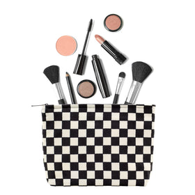 PAZIMIIK Flat Makeup Bag, side view showing slim profile