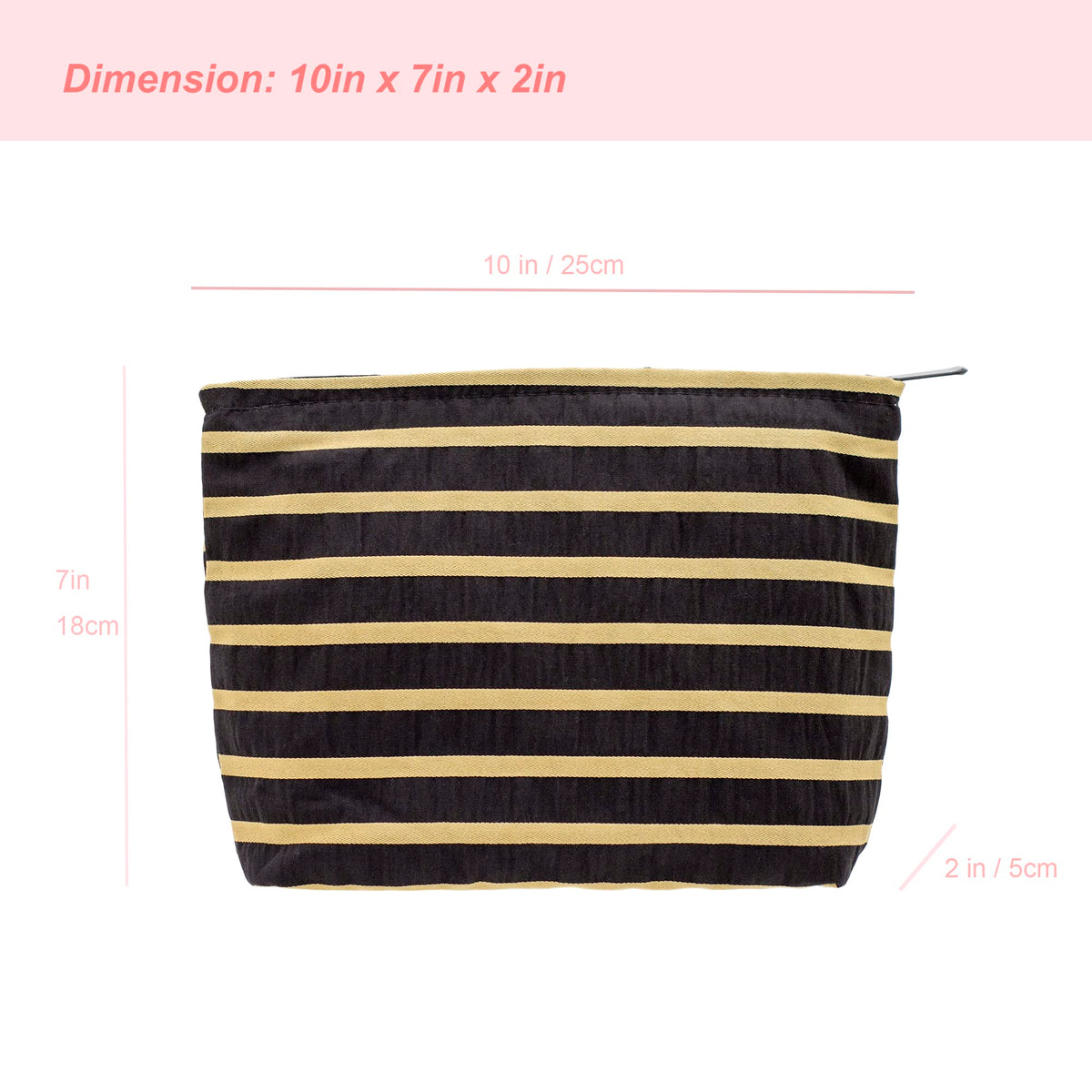 PAZIMIIK Flat Makeup Bag side view with zipper