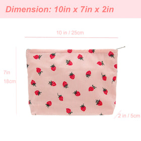 PAZIMIIK Flat Makeup Bag Strawberry Pink canvas-lined interior