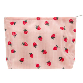 PAZIMIIK Flat Makeup Bag Strawberry Pink front view
