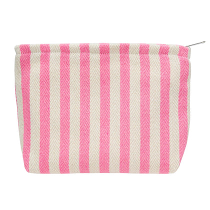 PAZIMIIK Flat Makeup Bag Stripe Pink front view